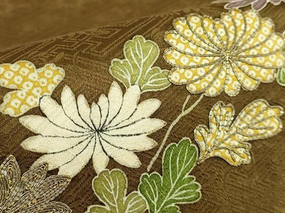 平和屋本店●極上　京都祇園の老舗　ぎをん齋藤　つけ帯　駒刺繍　花束文　金糸　逸品　DZAC0184kh6