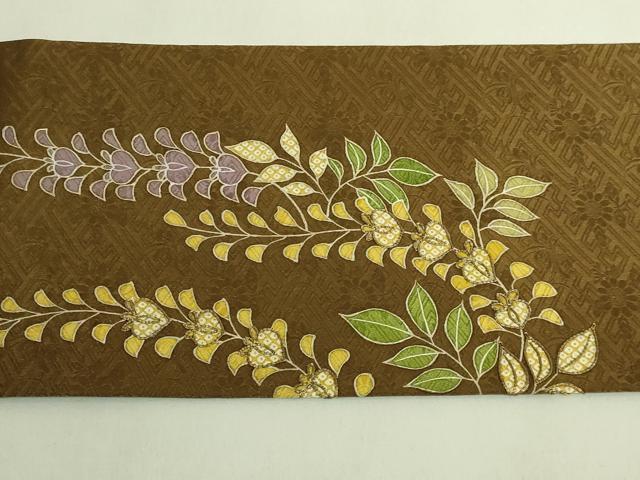 平和屋本店●極上　京都祇園の老舗　ぎをん齋藤　つけ帯　駒刺繍　花束文　金糸　逸品　DZAC0184kh6