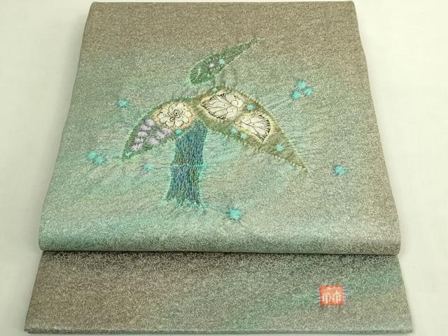 平和屋本店●極上　久保田一竹　幻の辻が花　太鼓柄袋帯　金通し地　上代130万　紙タグ付き　逸品　DZAC0186kh6