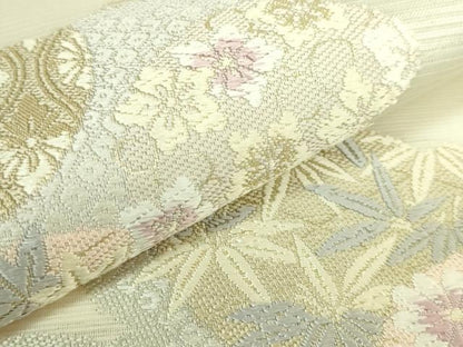 平和屋着物＊極上　夏物　西陣　志都香謹製　六通柄袋帯　唐織　雲取花文　金糸　証紙付き　逸品　未使用　DZAC0197kh6