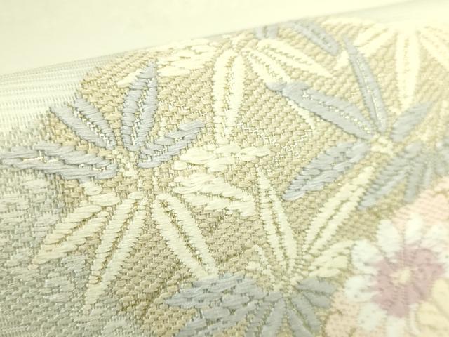 平和屋着物＊極上　夏物　西陣　志都香謹製　六通柄袋帯　唐織　雲取花文　金糸　証紙付き　逸品　未使用　DZAC0197kh6