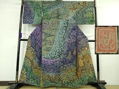 平和屋本店●極上 十日町 名門 滝泰謹製 訪問着 中国三大刺繍 相良刺繍 朧染め 襲絞り 暈し染め 金糸 金通し地　逸品　未使用　DZAC0205kh6