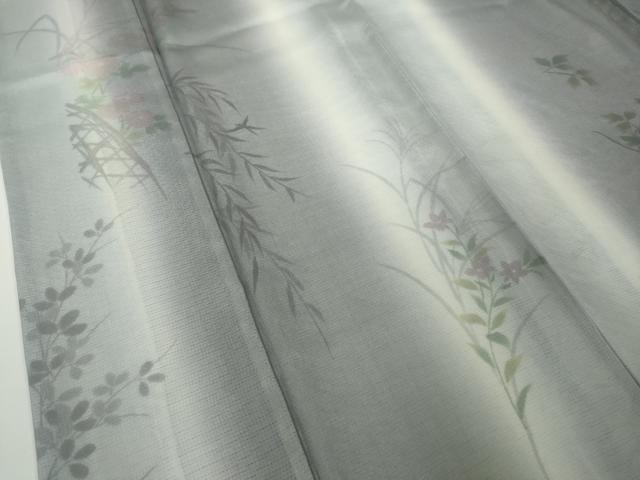 平和屋本店▽極上　訪問着　無双　紗袷　紗×絽　草花文　暈し染め　逸品　DZAC0216kh6