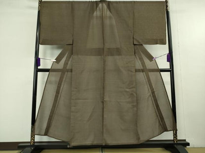 平和屋本店＊極上　夏物　男性　本塩沢　夏塩沢　キングサイズ　蚊絣　黒茶色地　逸品　未使用　DZAC0217kh6