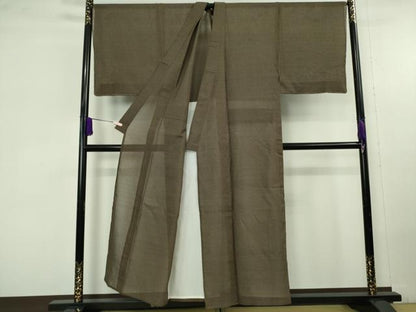 平和屋本店＊極上　夏物　男性　本塩沢　夏塩沢　キングサイズ　蚊絣　黒茶色地　逸品　未使用　DZAC0217kh6