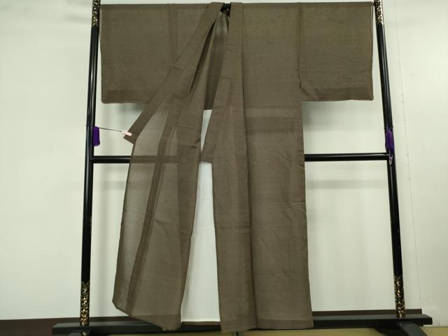 平和屋本店＊極上　夏物　男性　本塩沢　夏塩沢　キングサイズ　蚊絣　黒茶色地　逸品　未使用　DZAC0217kh6