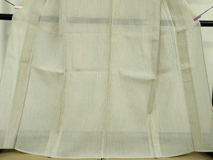 平和屋本店＊極上　夏物　本場小千谷ちぢみ　麻　縞　砂色地　逸品　DZAC0219kh6