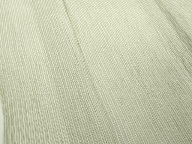 平和屋本店＊極上　夏物　本場小千谷ちぢみ　麻　縞　砂色地　逸品　DZAC0219kh6