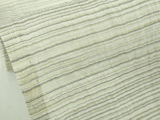 平和屋本店＊極上　夏物　本場小千谷ちぢみ　麻　横段文　吉新織物謹製　証紙付き　逸品　DZAC0220kh6