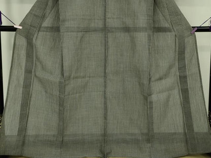平和屋本店＊極上　夏物　本場小千谷ちぢみ　麻　縞　千歳茶色×蒸栗色　逸品　DZAC0221kh6