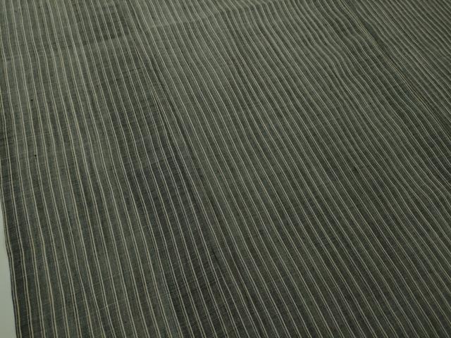平和屋本店＊極上　夏物　本場小千谷ちぢみ　麻　縞　千歳茶色×蒸栗色　逸品　DZAC0221kh6
