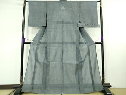 平和屋本店＊極上　夏物　本場小千谷ちぢみ　麻　色無地　錆鼠色　反端付き　逸品　未使用　DZAC0222kh6