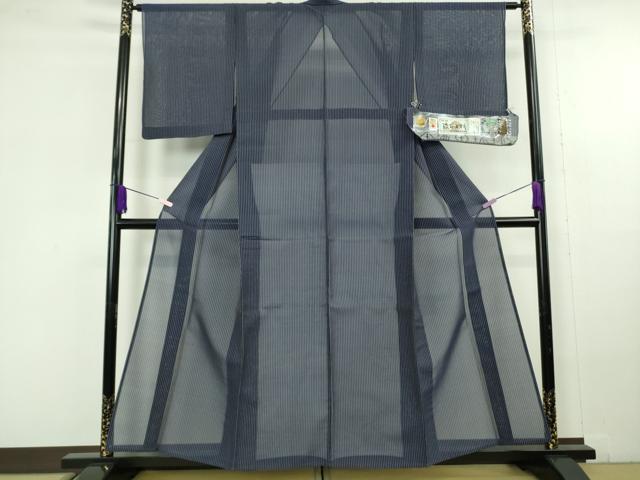 平和屋着物＊極上　夏物　本場琉球絣　夏琉球　手おり　田本文子作　濃藍色×白　証紙付き　逸品　DZAC0224kh6