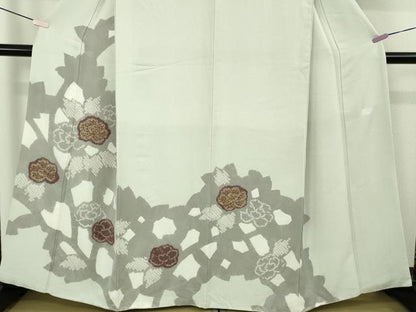 平和屋本店●極上　創業460年・千總　訪問着　駒刺繍　絞り　草花文　白緑色地　大丸扱い　逸品　未使用　DZAC0229kh6
