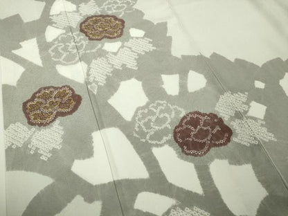 平和屋本店●極上　創業460年・千總　訪問着　駒刺繍　絞り　草花文　白緑色地　大丸扱い　逸品　未使用　DZAC0229kh6