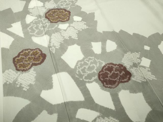 平和屋本店●極上　創業460年・千總　訪問着　駒刺繍　絞り　草花文　白緑色地　大丸扱い　逸品　未使用　DZAC0229kh6