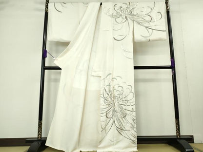 平和屋本店●極上　訪問着　総手刺繍　乱菊　象牙色地　逸品　DZAC0232kh6