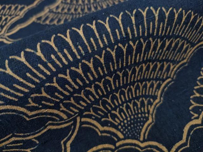 平和屋本店●極上　浦野理一　型染　紬　青海波　逸品　未使用　DZAC0246kh6