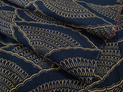 平和屋本店●極上　浦野理一　型染　紬　青海波　逸品　未使用　DZAC0246kh6