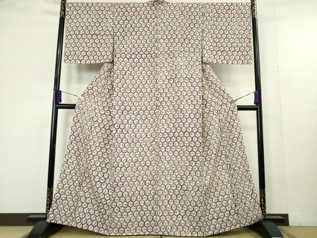 平和屋本店●極上　岩手の匠　草紫堂　南部絞り　紫根染　紬　亀甲繋ぎ　正絹　逸品　未使用　DZAC0247kh6