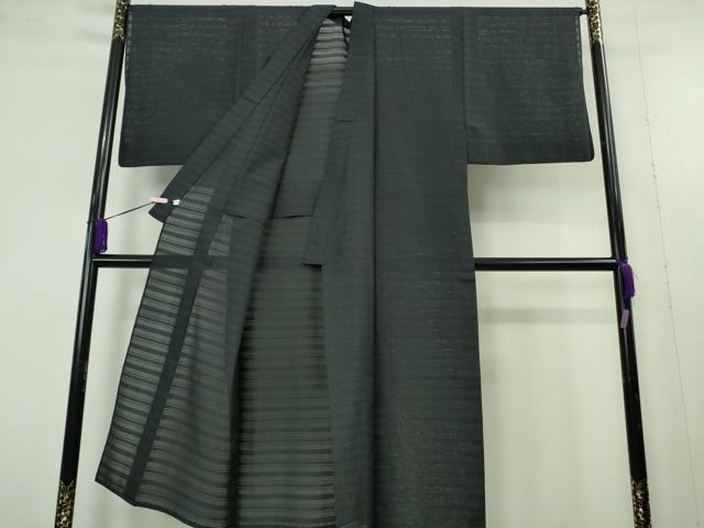平和屋本店＊極上　夏物　男性　琉球古代織　首里花織　絽入り　新垣斉子　染め織り　季時　濃い青褐色地　証紙付き　逸品　DZAC0258kh6
