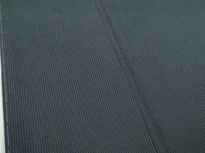 平和屋本店●極上　男性　塩沢ちりめん　お召　キングサイズ　縞　濃い鉄御納戸色地　反端付き　逸品　未使用　DZAC0264kh6