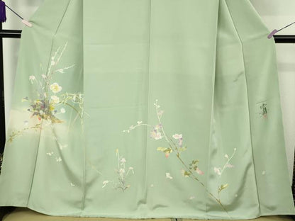 平和屋本店●極上　京加賀友禅　百貫石峰　訪問着　加賀百撰　枝花文　裏葉柳色地　色紙付き　逸品　未使用　DZAC0268kh6