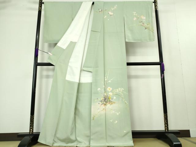 平和屋本店●極上　京加賀友禅　百貫石峰　訪問着　加賀百撰　枝花文　裏葉柳色地　色紙付き　逸品　未使用　DZAC0268kh6