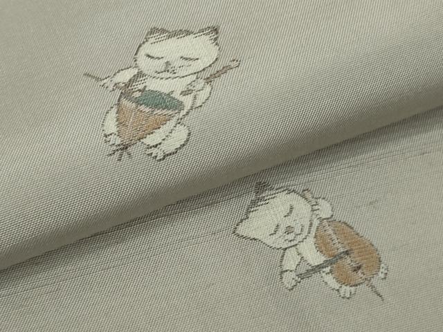 平和屋着物∞極上　京の名門・菱屋六右ェ門　紬　長羽織　猫　楽器　逸品　DZAC0286kh6