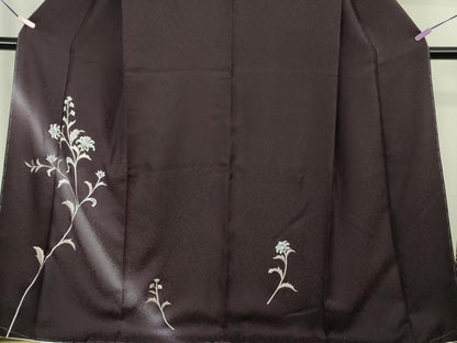 平和屋本店●極上　訪問着　総刺繍　枝花文　深紫色地　暈し染め　金糸　逸品　未使用　DZAC0290kh6