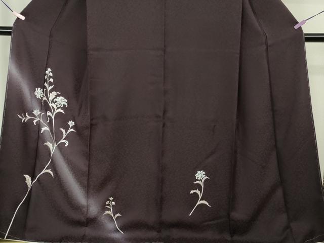 平和屋本店●極上　訪問着　総刺繍　枝花文　深紫色地　暈し染め　金糸　逸品　未使用　DZAC0290kh6