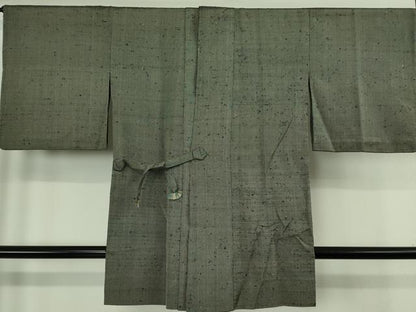 平和屋着物∞希少　ざざんざ織　単衣　道中着　ロング丈　逸品　DZAC0293kh6