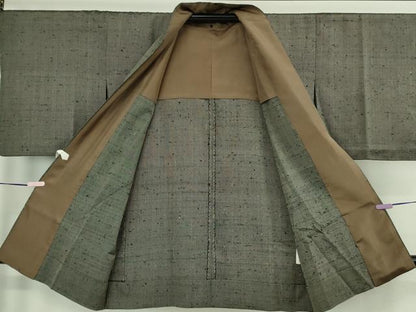 平和屋着物∞希少　ざざんざ織　単衣　道中着　ロング丈　逸品　DZAC0293kh6