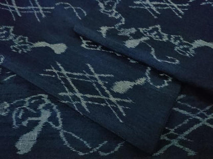 平和屋着物▽極上　弓浜絣　単衣　瓢箪蔦の葉文　正絹　逸品　DZAC0297kh6