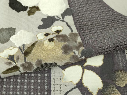 平和屋本店●極上　中国三大刺繍　スワトウ刺繍　汕頭刺繍　相良刺繍　小紋　草花　変わり市松　金銀糸　逸品　DZAC0300kh6