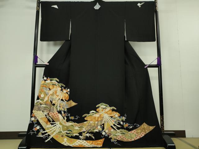 平和屋本店●極上　創業460年・千總　黒留袖　駒刺繍　鳳凰吉祥花文　金彩　逸品　未使用　DZAC0308kh6