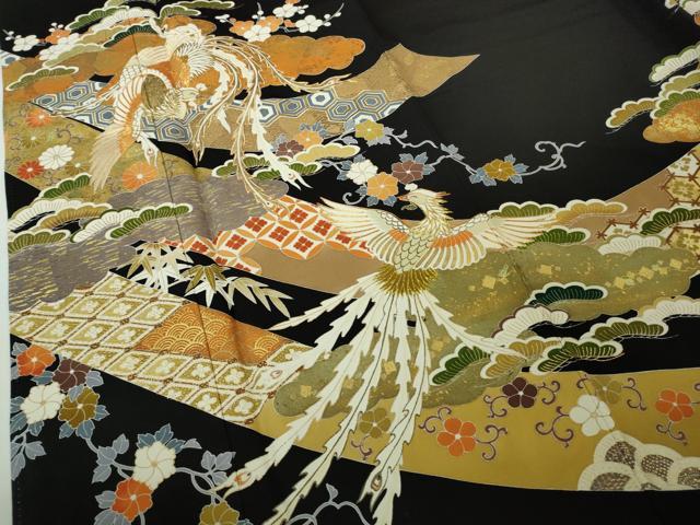 平和屋本店●極上　創業460年・千總　黒留袖　駒刺繍　鳳凰吉祥花文　金彩　逸品　未使用　DZAC0308kh6