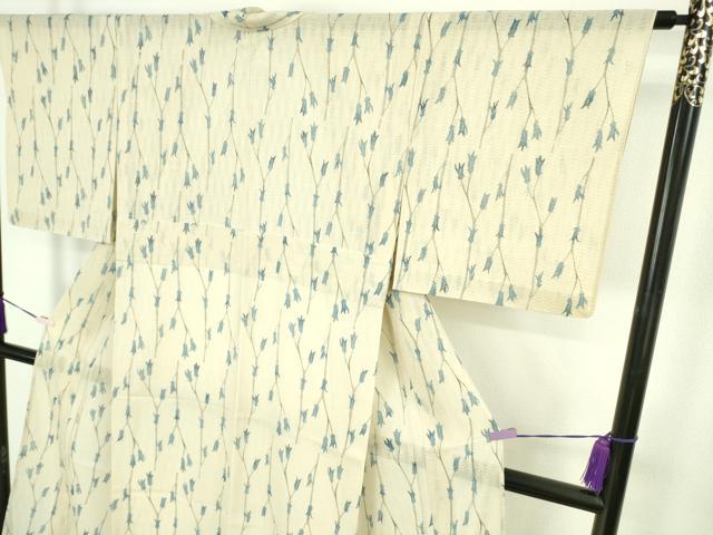 平和屋本店＊極上　夏物　首里　ロートン織　道屯織　小紋　型染　枝蕾　蒸栗色地　逸品　DZAC0321kh6