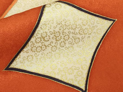 平和屋本店●極上　銀座　志ま亀　訪問着　駒刺繍　草花菱文　丹色地　金彩　たとう紙付き　逸品　DZAC0329kh6