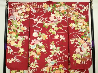 平和屋本店●極上　創業460年・千總　振袖　駒刺繍　松川菱　吉祥花文　金彩　東急百貨店扱い　逸品　DZAC0331kh6