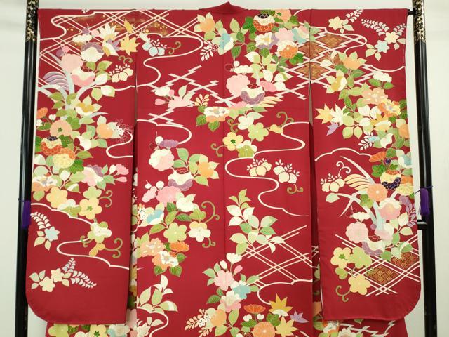 平和屋本店●極上　創業460年・千總　振袖　駒刺繍　松川菱　吉祥花文　金彩　東急百貨店扱い　逸品　DZAC0331kh6
