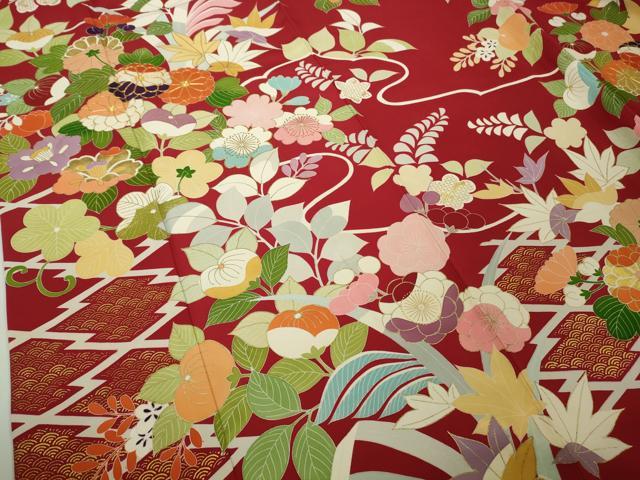 平和屋本店●極上　創業460年・千總　振袖　駒刺繍　松川菱　吉祥花文　金彩　東急百貨店扱い　逸品　DZAC0331kh6