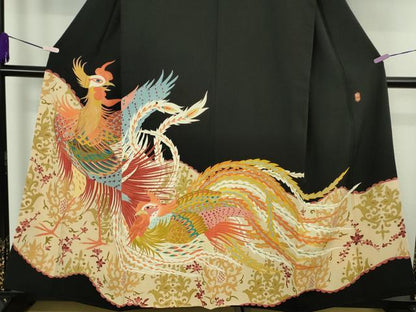 平和屋本店●極上　本加賀友禅作家　木村雨山　黒留袖　刺繍　鳳凰　金糸　逸品　DZAC0336kh6