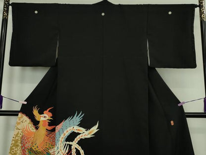 平和屋本店●極上　本加賀友禅作家　木村雨山　黒留袖　刺繍　鳳凰　金糸　逸品　DZAC0336kh6