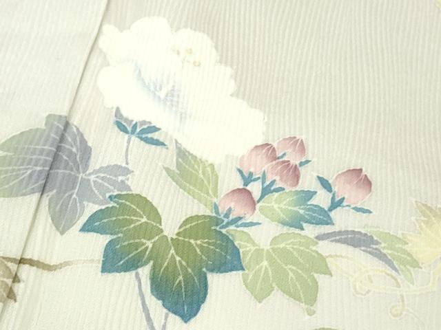 平和屋本店●極上　洗える最高級着物　＜英＞はなぶさ謹製　訪問着　枝花文　暈し染め　薄梅鼠色　逸品　DZAC0345kh6