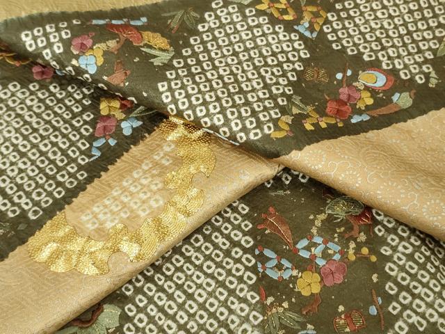 平和屋本店●極上　訪問着　駒刺繍　絞り　宝尽くし　吉祥花松文　金彩　逸品　DZAC0349kh6
