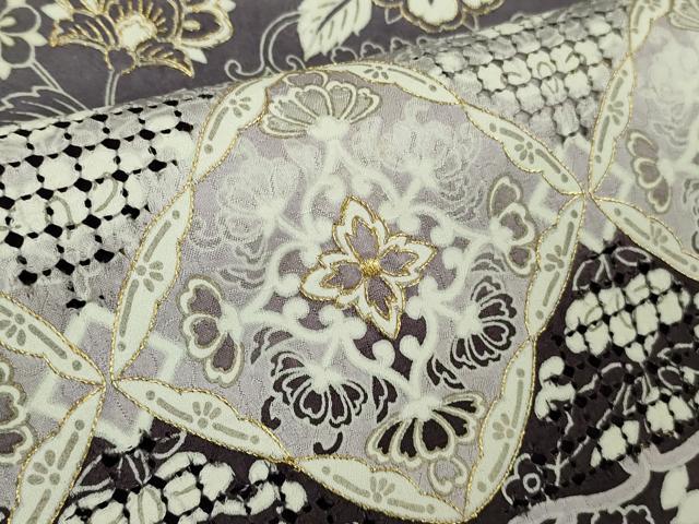 平和屋本店●極上　中国三大刺繍　スワトウ刺繍　汕頭刺繍　正倉院更紗花文　暈し染め　金糸　逸品　未使用　DZAC0352kh6