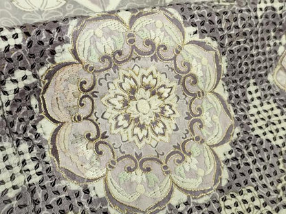 平和屋本店●極上　中国三大刺繍　スワトウ刺繍　汕頭刺繍　正倉院更紗花文　暈し染め　金糸　逸品　未使用　DZAC0352kh6