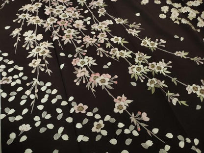 平和屋本店●極上　中国三大刺繍　相良刺繍　総刺繍　訪問着　舞桜　菊　紫黒色地　金糸　ロング丈　逸品　DZAC0353kh6