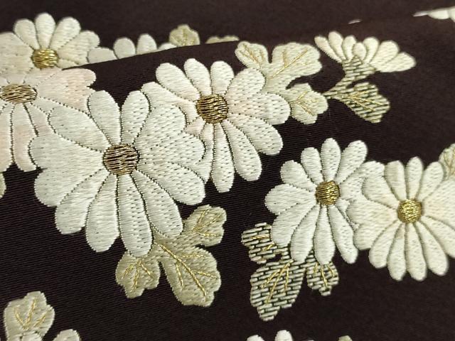 平和屋本店●極上　中国三大刺繍　相良刺繍　総刺繍　訪問着　舞桜　菊　紫黒色地　金糸　ロング丈　逸品　DZAC0353kh6